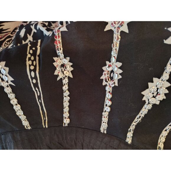 Sandy Starkman XL Skirt, Black White Embroidered, Boho Hippie, Maxi Cotton READ - Picture 6 of 8